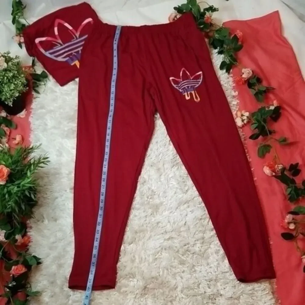 Sporty Graphic Print Long Sleeve Top & Pants Lounge‎ Set Size 2XL